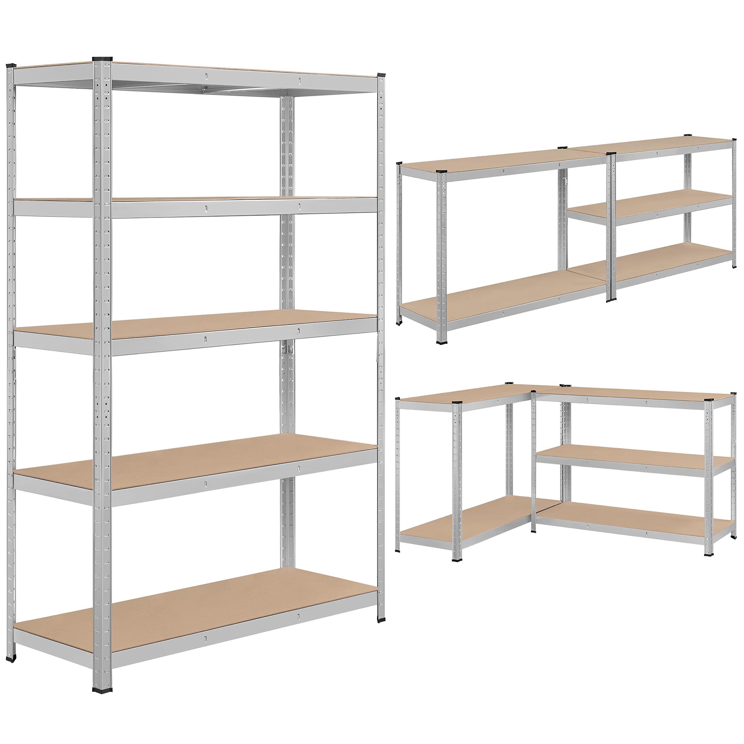 Yaheetech 5-poziomowy regał magazynowy z regulowanymi półkami x 2,120 cm dł. x 45 cm szer. x 180 cm wys. do magazynu/garażu/gabinetu/kuchni/sklepu