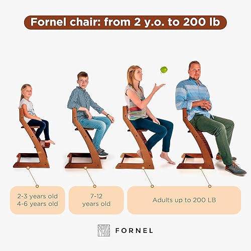 Miniatura 4 de Fornel Silla alta de madera para bebés y niños pequeños, altura ajustable, fácil de limpiar, silla de comedor para niños de 3 años a 200 libras,