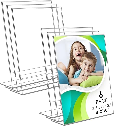 Miniatura 1 de Soporte acrílico para letreros de 8.5 x 11 pulgadas, soporte de letrero acrílico con parte trasera inclinada, soporte de plástico transparente en