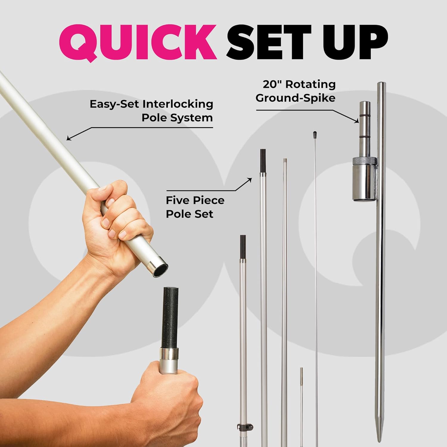 LookOurWay Feather Flag Pole Kit - 12 Feet Tall Advertising Flag Banner with Fiberglass Pole Kit and Ground Spike for Business Promotion - Grand Opening Flags - Now Open Red & Yellow (10M1200030) - Image 3