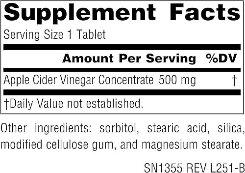 Miniatura 2 de Source Naturals Suplemento dietético de vinagre de sidra de manzana 500 mg - 90 Tabletas