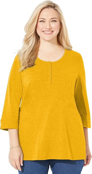 Catherines Women's Plus Size Liz&Me Knit Henley Top
