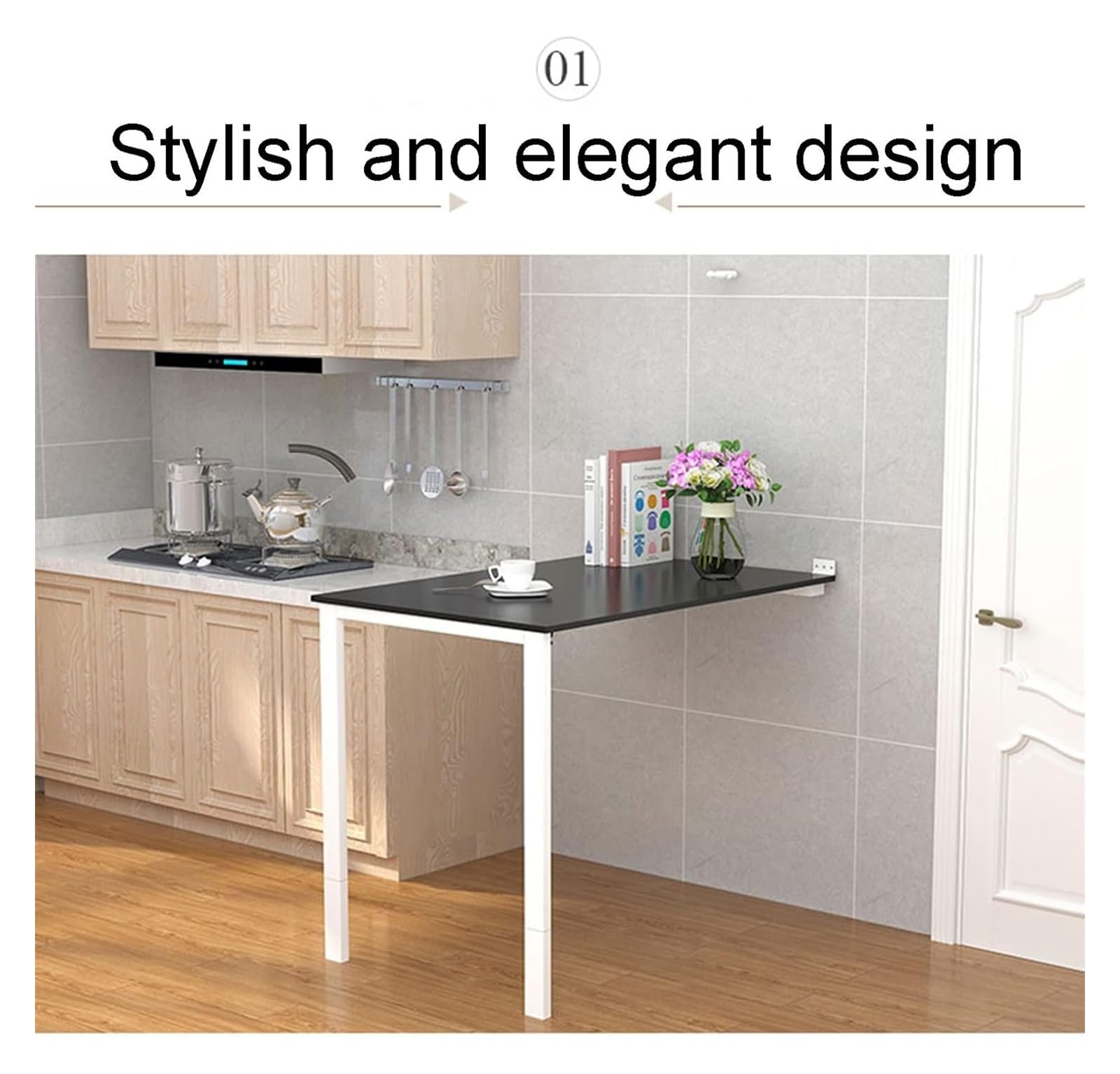 Wandklapptisch, Klapptisch Wandtisch, Klappbarer, an der Wand montierter Stehschreibtisch, an der Wand montierter Schreibtisch, klappbarer, umwandelbarer schwebender Schreibtisch(Black,90x40cm(35.4x15