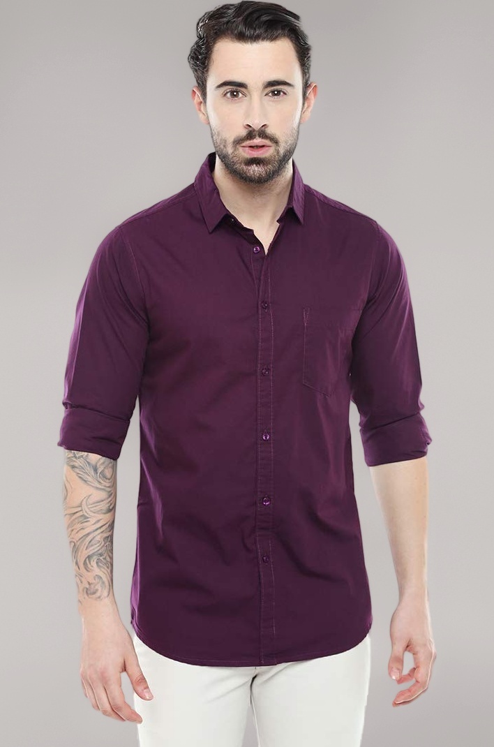 Dennis Lingo Men Cotton Solid Slim Fit Casual Shirts
