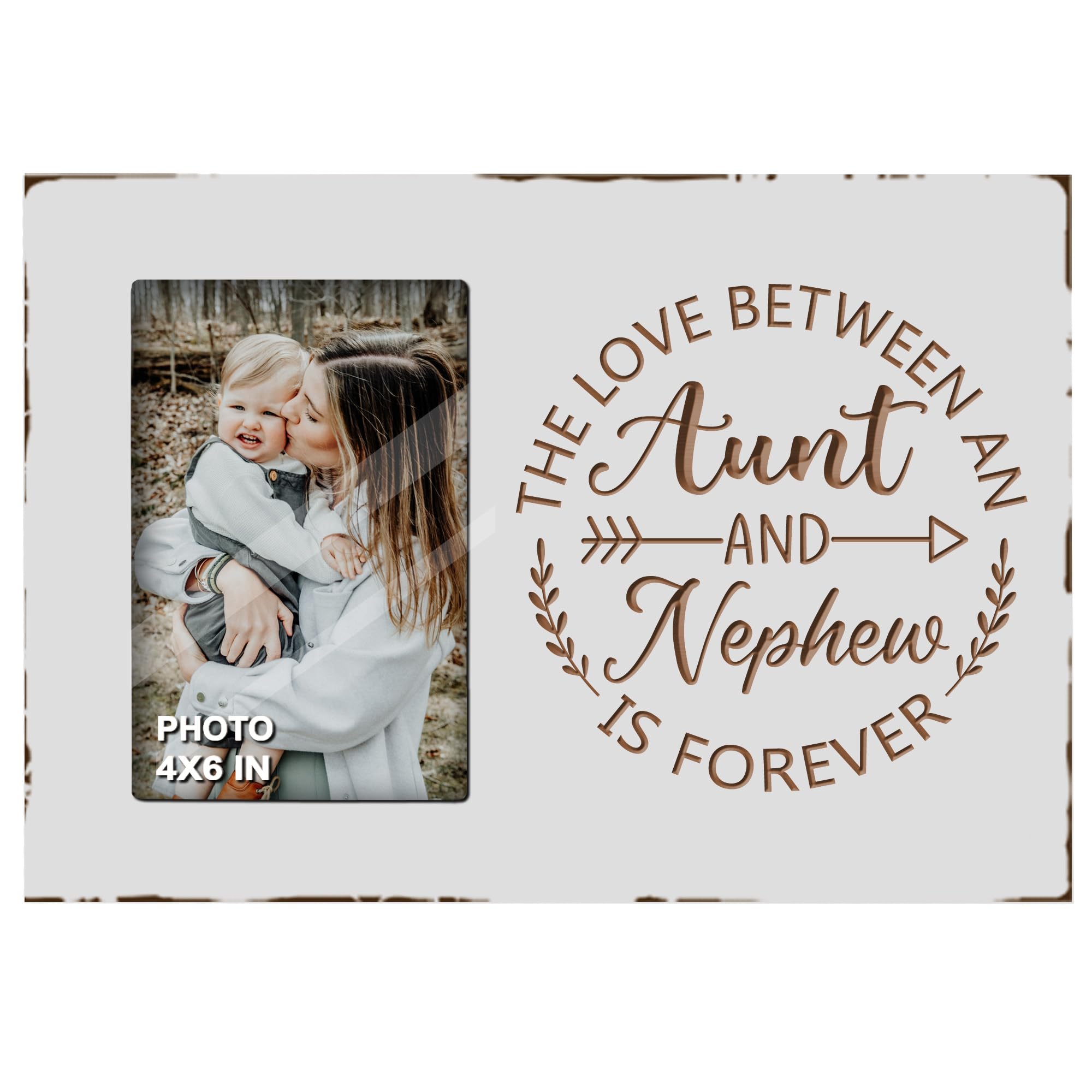EXQUIDECA white rustic frame with engraved aunt and nephew text