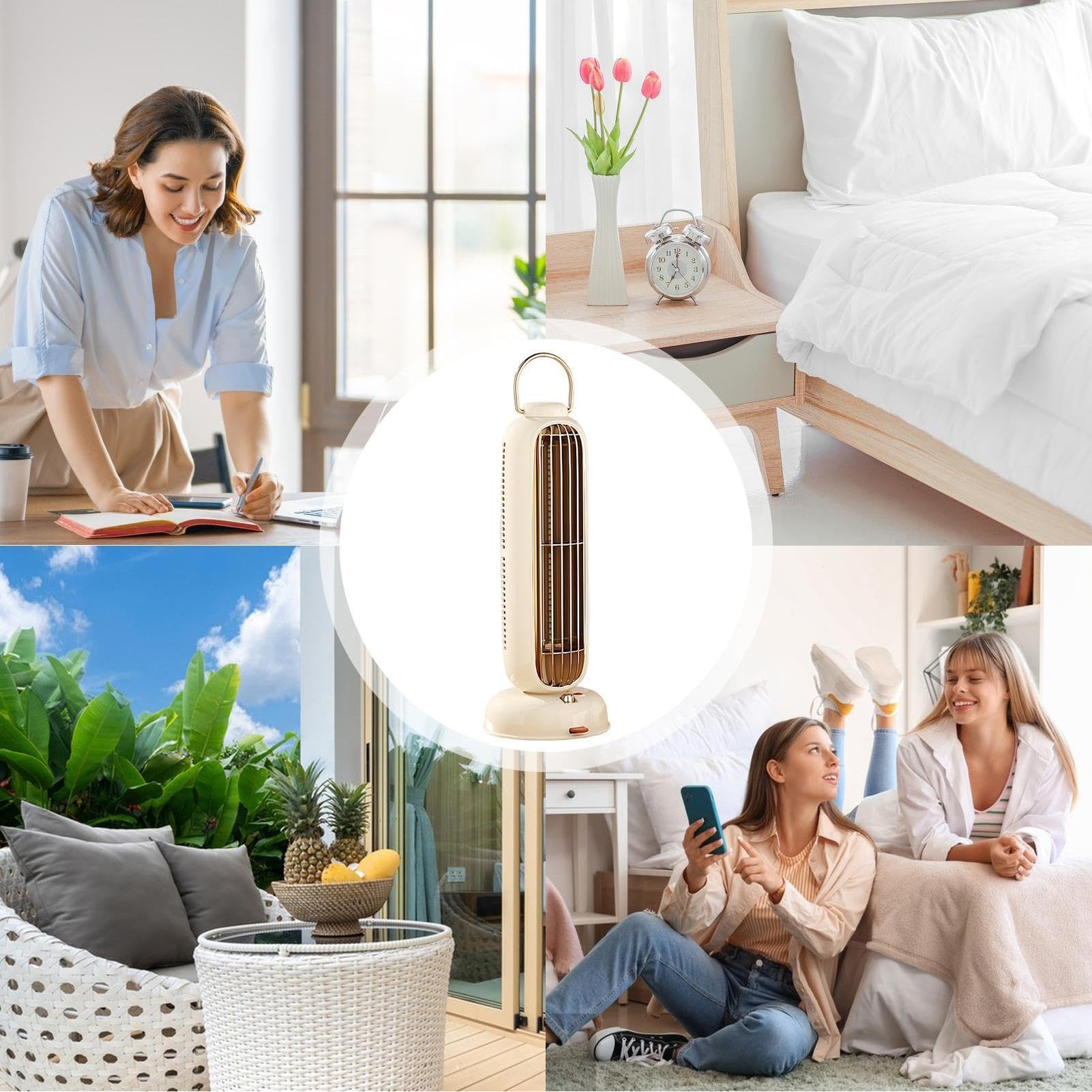 Ventilador De Torre Diseño Sin Aspas De 3 Velocidades Y Funcionamiento | Ventilador De Pie Con Oscilación Para En Dormitorio, Oficina, Salón, Hogar, Interior, Escritorio Y Dormir