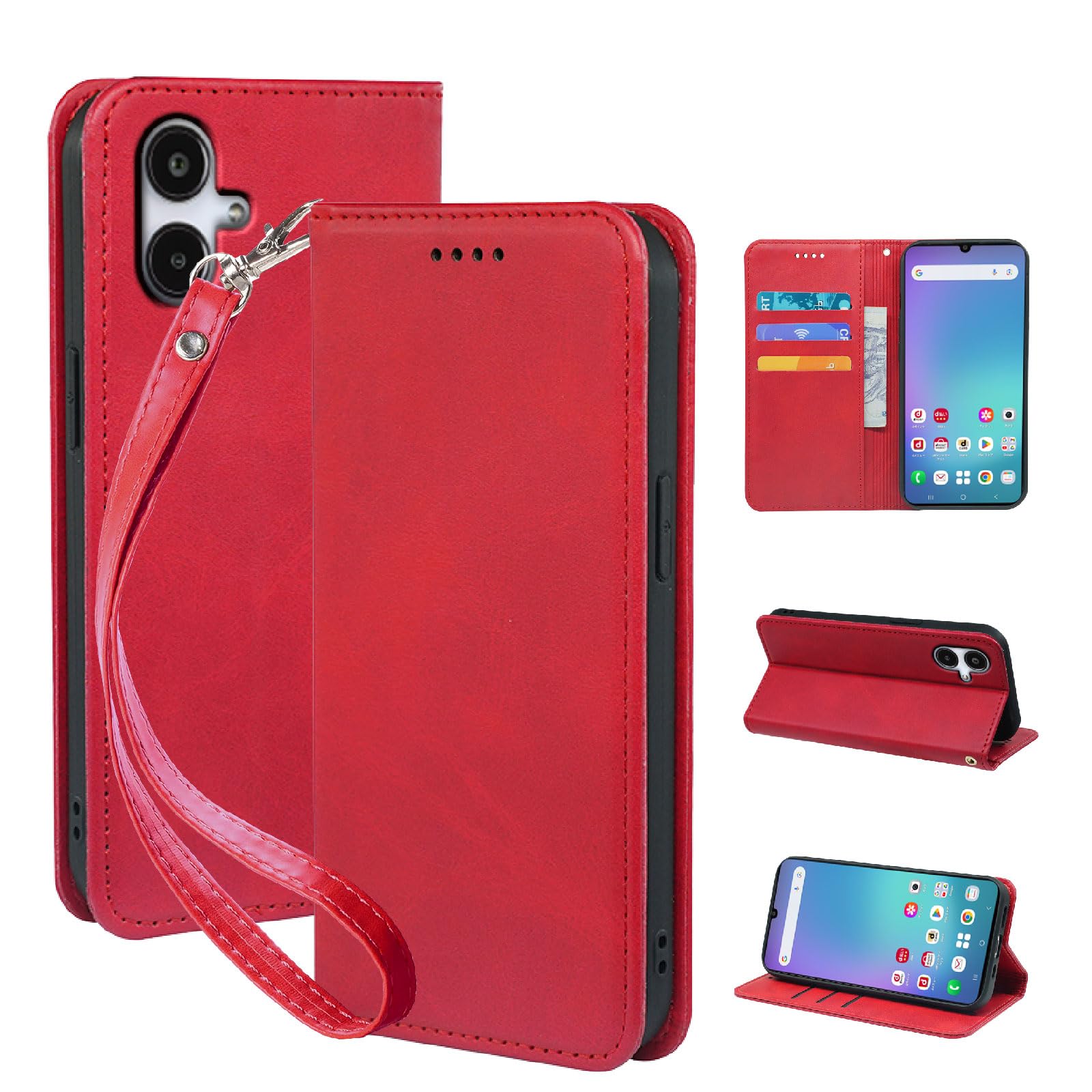 Seninhi 対応 Galaxy A25 5G 用の ケース 手帳型 SC-53F SCG33 スマホケース ギャラクシーA25 携帯ケース 財布型 耐衝撃 カード収納 高級PUレザー マグネット スタンド機能付き おしゃれ 携帯カバー レッド XNWA25RPG
