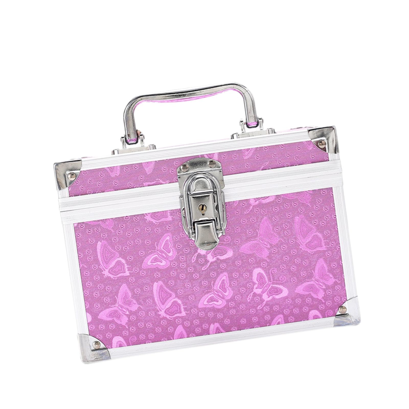 Estuche de Maquillaje, Neceser de Maquillaje, Caja de Almacenamiento Portátil, Kits de Pedicura, Organizador de Joyas, Asa de Aleación de Aluminio, In, Rosa