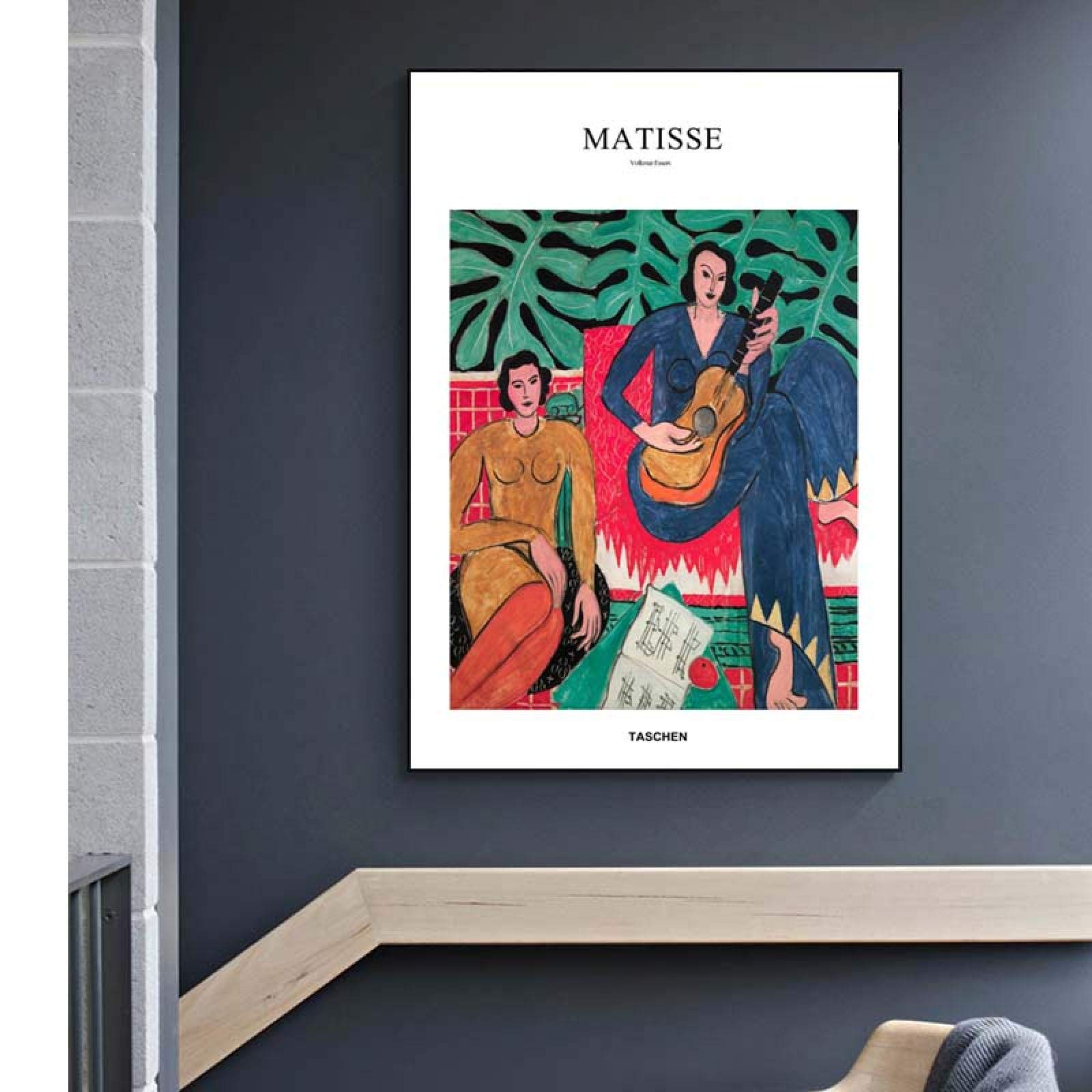 LINKGIN Home Muzyka Henri Matisse plakaty na płótnie i wydruki klasyczna słynna sztuka na płótnie obrazy na ścianę do nauki, dekoracja biurka, 120 x 80 cm, bez ramy
