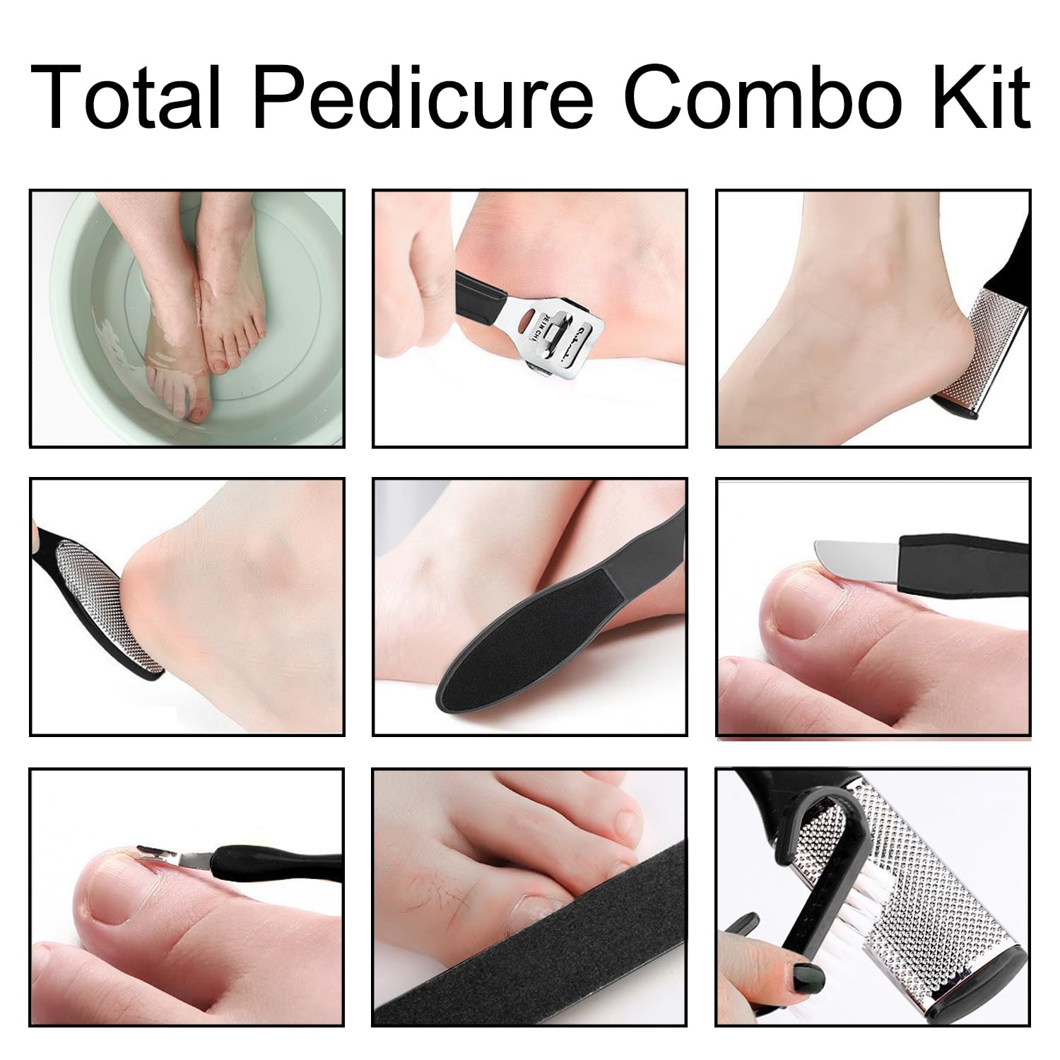 10 Pezzi Kit Pedicure Professionale, Set Per Pedicure in Acciaio Inossidabile, Kit per Pedicure, Strumenti Che Rimuove la Pelle Dura e Morta