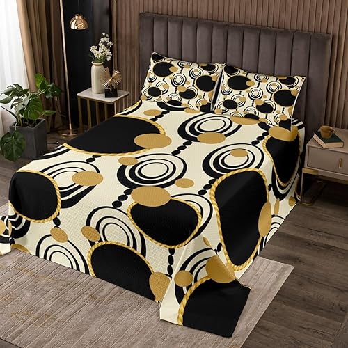 Erosebridal Juego de ropa de cama vintage de moda antigua, tamaño King, color negro, marrón, beige, juego de colcha estética abstracta, juego de