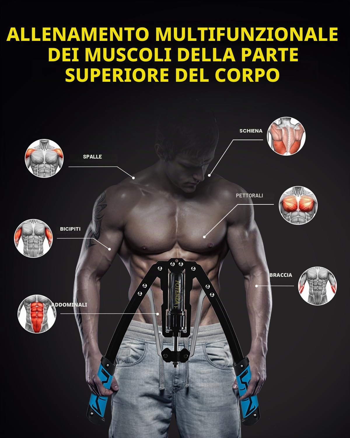 Twister - Attrezzo per esercizi per braccia, regolabile, 10-199,6 kg, per allenare i muscoli delle spalle, per rafforzare le braccia, bicipiti, addome, spalle
