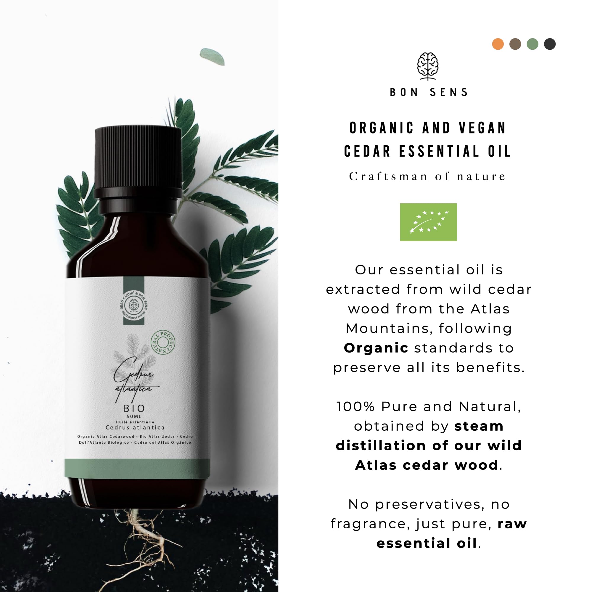 50ml Olejek eteryczny z Cedru Atlast BIO (Cedrus atlantica) - 100% Czysty i Organiczny - Autentyczny Zapach Cedru do Diffuzora, Produkcja DIY: Mydło, Kosmetyki, Świece, Spray