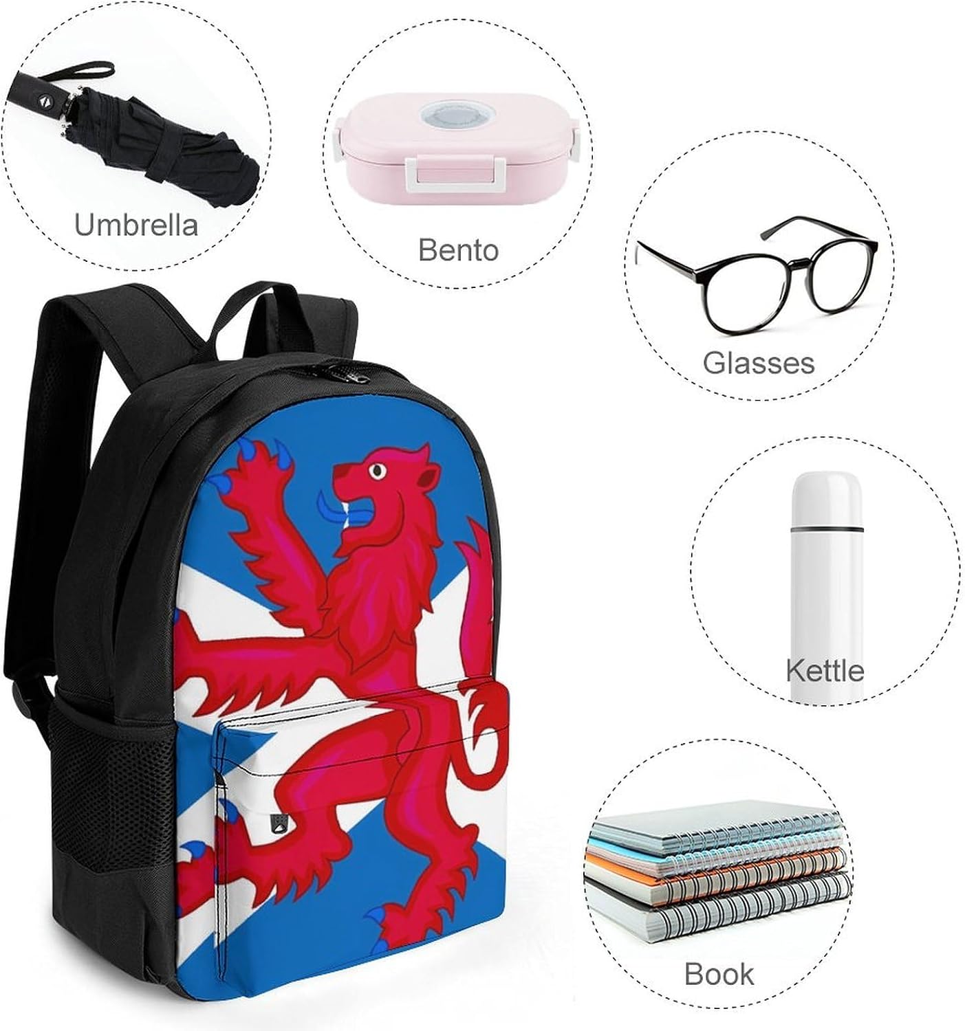 Lion Rampant Flag of Scotland Backpack Lightweight Backpacks Work Bag