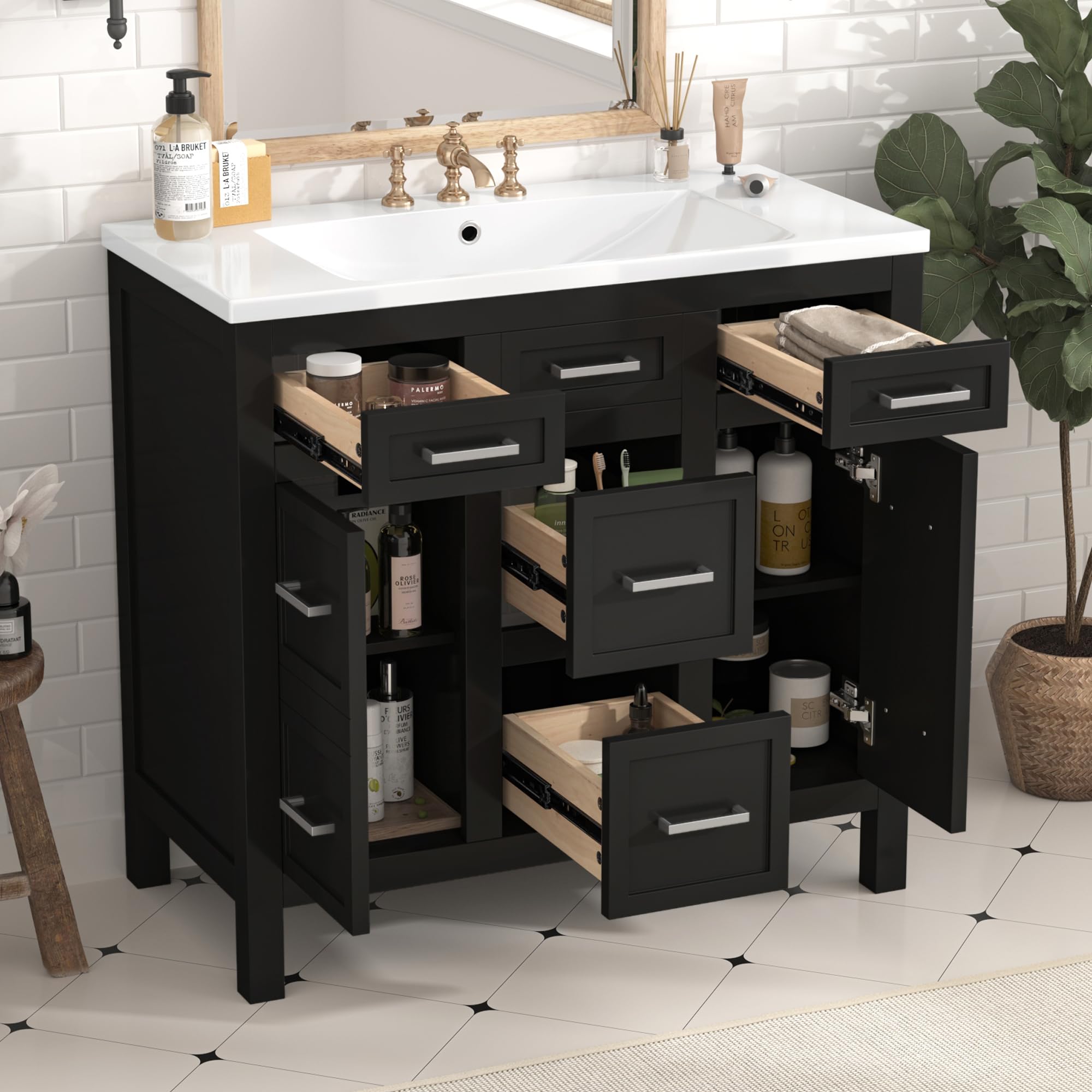 Amazon.com: Merax Modern 36'' Bathroom Vanity with Single Sink Combo ...