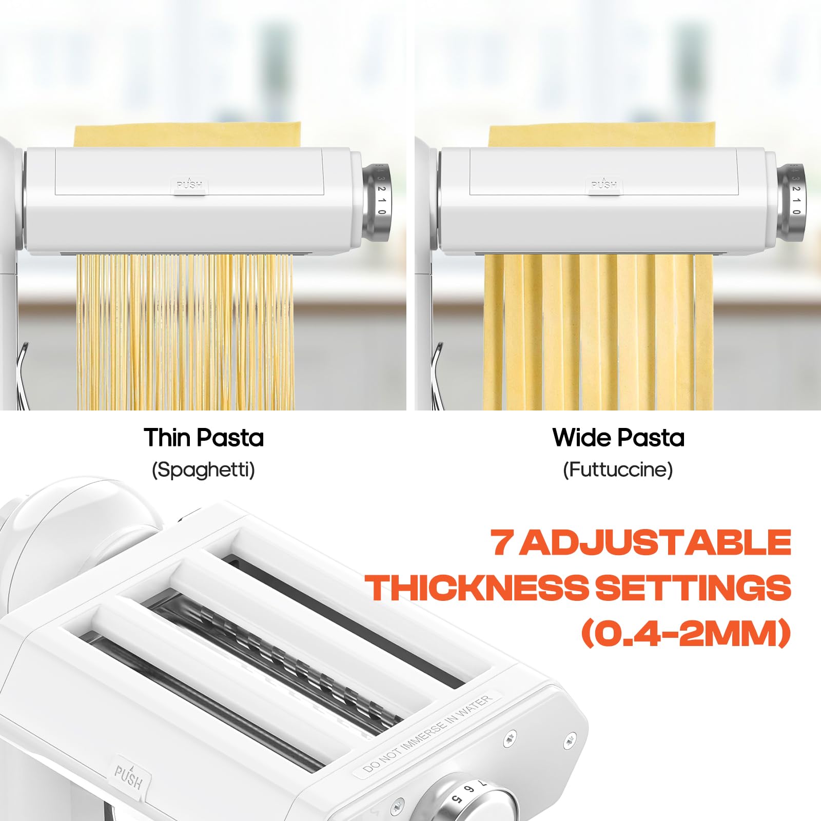 Cofun Máquina manual de pasta 3 en 1 con 7 ajustes de grosor ajustables, rodillo de hojas de pasta, fettuccine y cortador de espaguetis