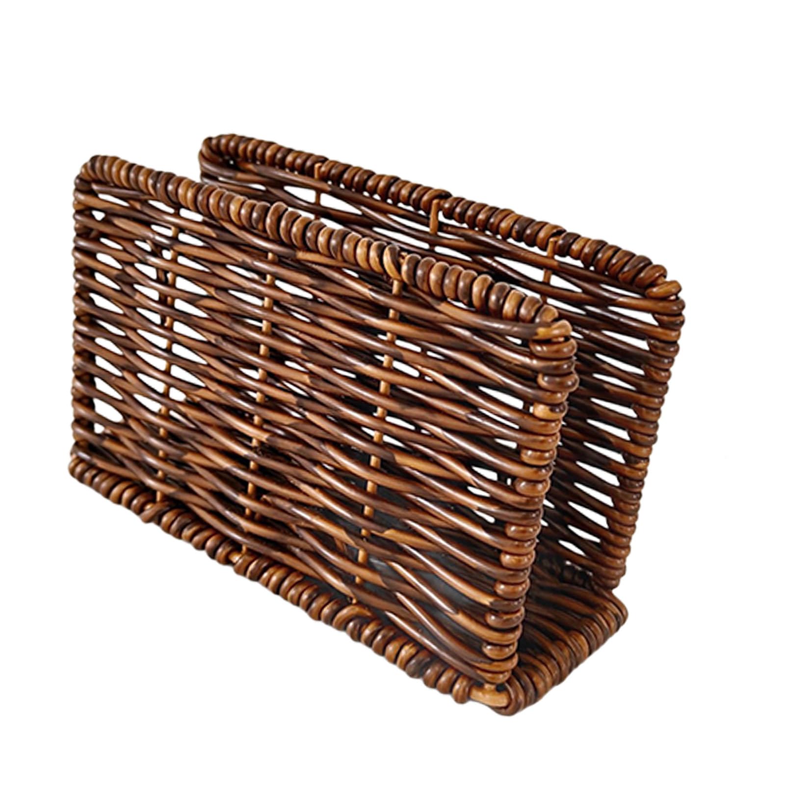 Whoasyst Rattans Napkin Holder Rustics Styles Space Saving NonSlip Vertical Dispenser, Desk Paper Towel Organizers Vintages Napkin Holder
