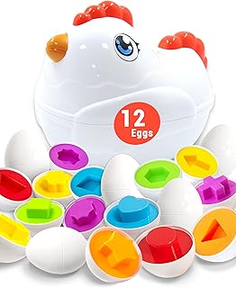 Toddler Chicken Eggs Toys for 18+ Month Old - Color Matching Shape Sorter with 12 Toy Eggs, Sensory Toys Easter Gifts Educational Montessori Toys for 1 2 3 Years Old Babies Boys Girls