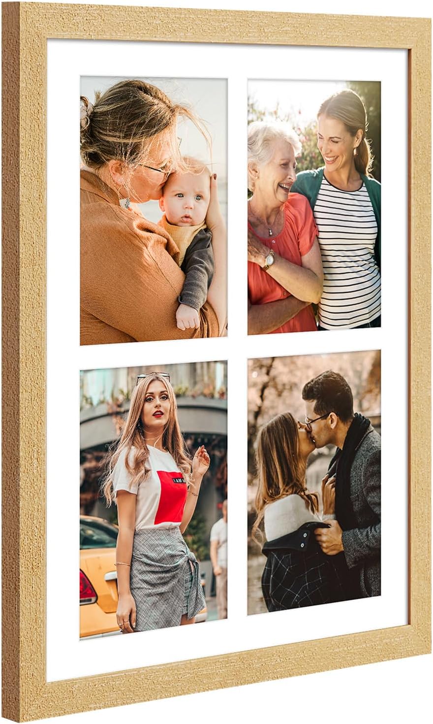9x13 Collage frame with 4 Openings 4X6 Pictures, Multiple Picture Frame with Mat, Wall or Tabletop Decor, Natural Wood Grain (1 Pack) - Image 3