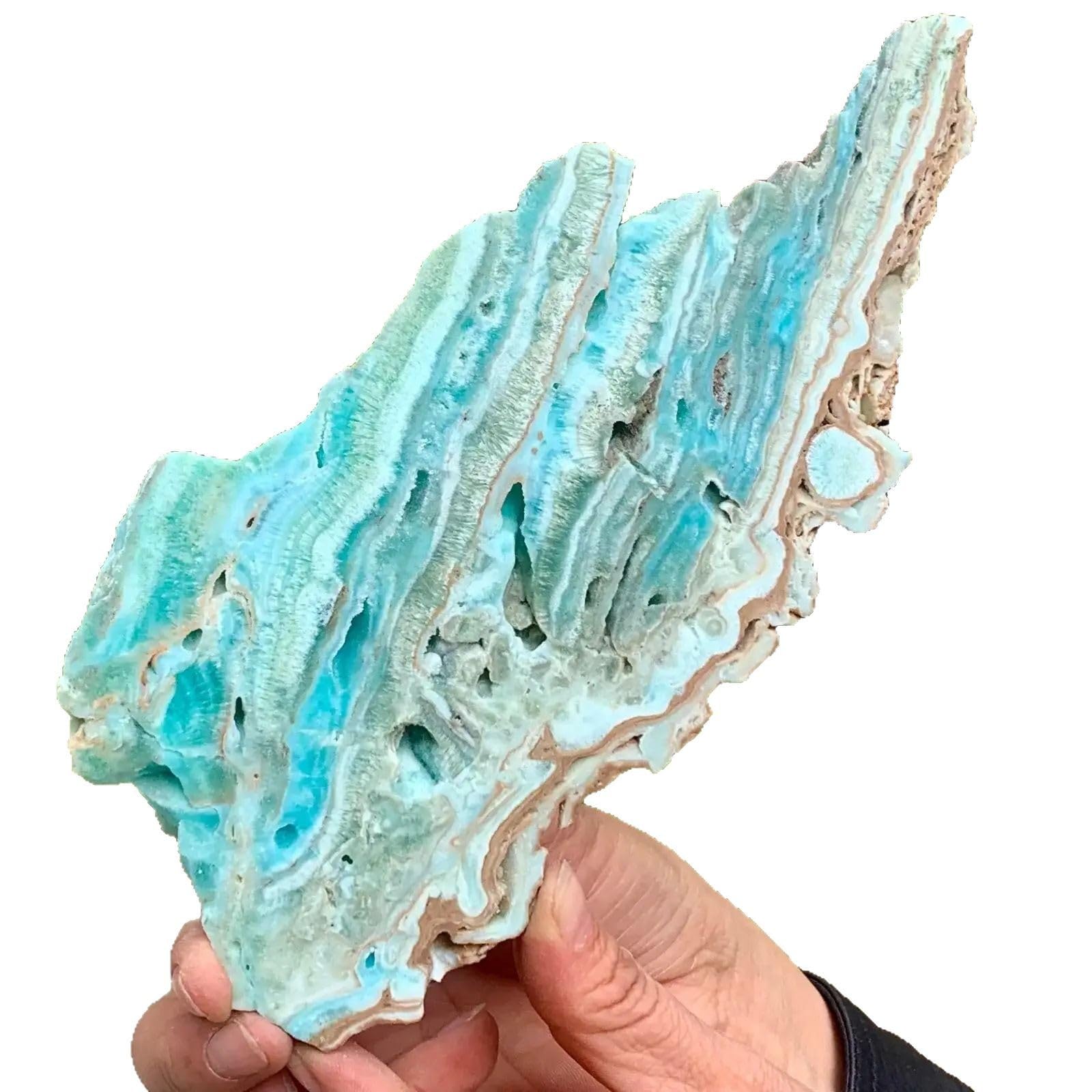 HUJWLBWF Raw Hemimorphite Quartz Slice Specimens, Crystals Rock Rough Stone Gemstones Balance Home Decor Gifts