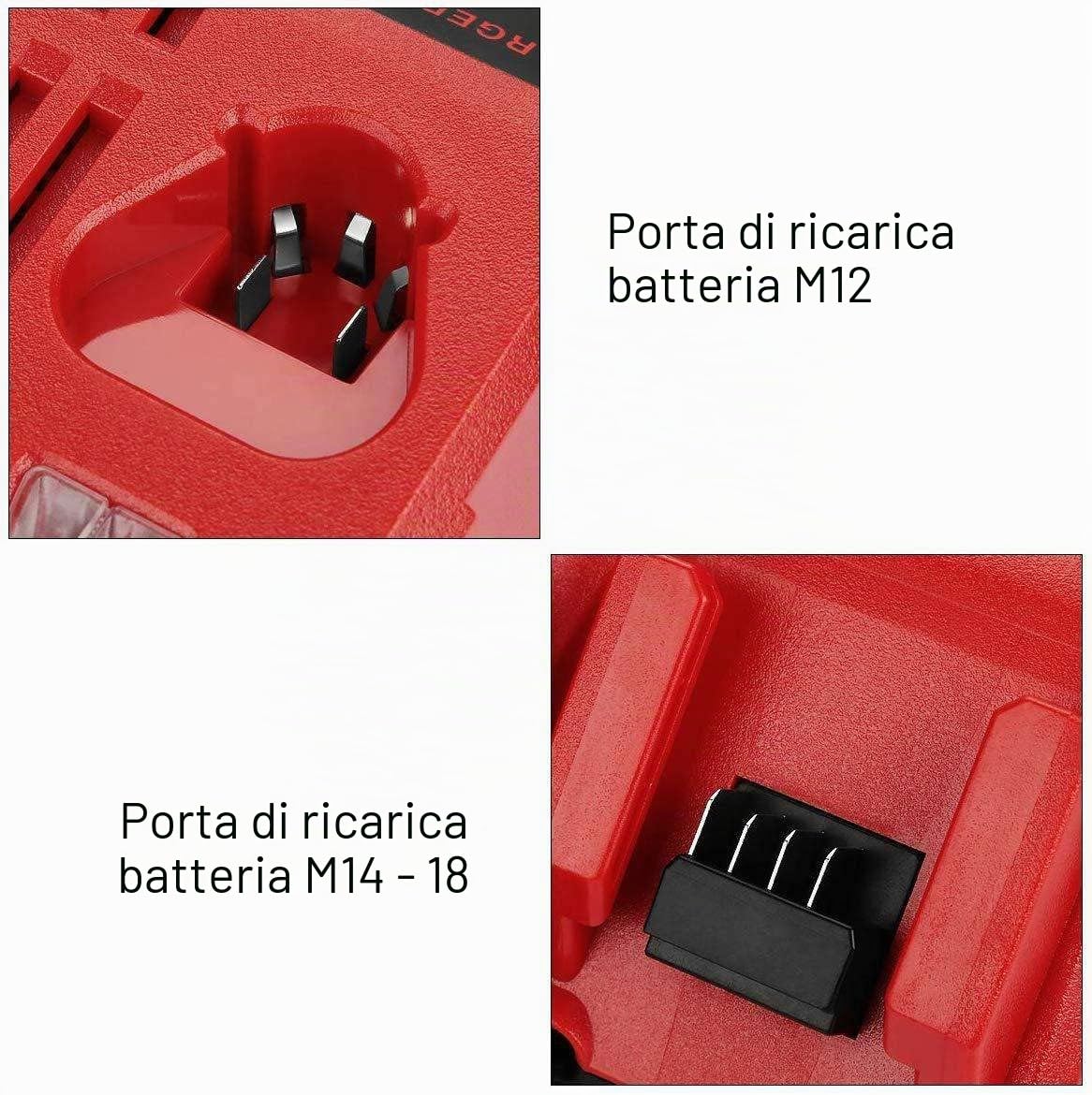 2 pezzi 18 V 5.0 Ah batteria per Milwaukee M18 48-11-1828 48-11-1840 C18B M18BX Li18 M18B4 M18 XC con Milwaukee Caricabatterie M12 M18