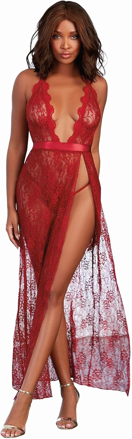 Dreamgirl Women's Lace Gown and G-String Set