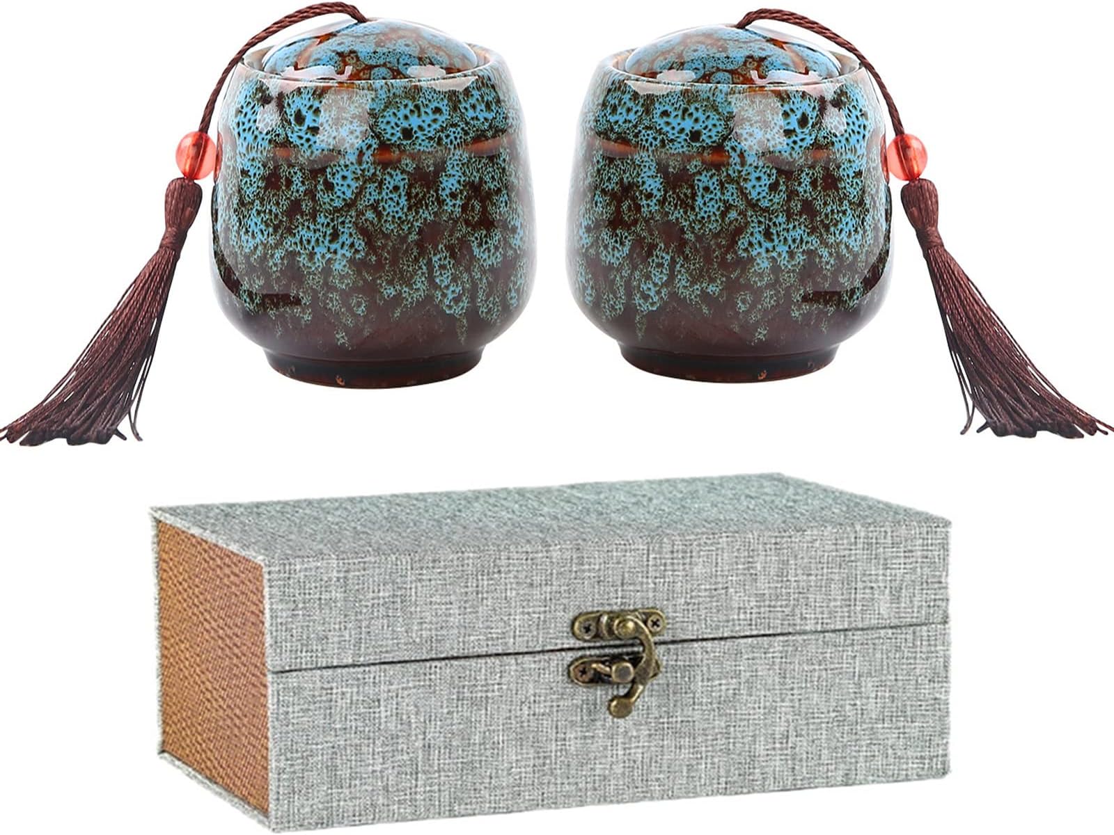 2pcs Small Urns For Human Ashes,Keepsake Urns For Human Or Pet Ashes, Mini Ceramic Memorial Urn And Burial Ash Storage For Family & Loved Ones