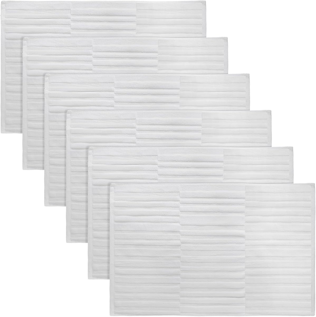 Tranqun 6 Pcs Bath Mat Towel Sets 31.5 x 19.7 Inches Absorbent Cotton Bath Mats for Bathroom Bathmats Washable Soft Fade Resistant Cotton Bath Rug for Shower Bathroom Floor Hotel Spa Bathtub White