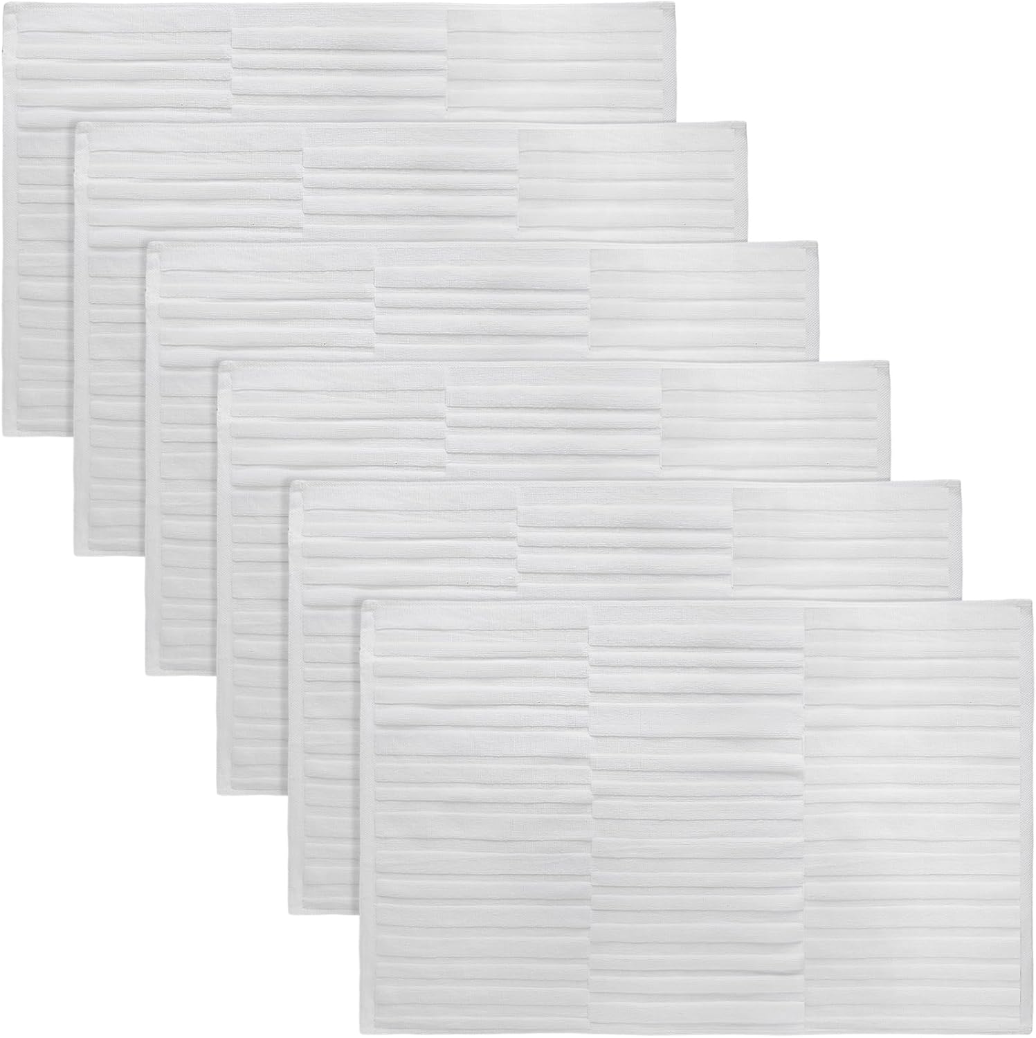Tranqun 6-Pack Absorbent Cotton Bath Mats 31.5x19.7in White - Soft Washable Bath Rugs for Bathroom Floor Shower Tub Spa