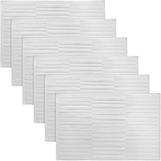 Tranqun 6-Pack Absorbent Cotton Bath Mats 31.5x19.7in White - Soft Washable Bath Rugs for Bathroom Floor Shower Tub Spa