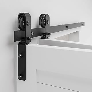 24" Bi-Folding Sliding Barn Door Hardware Track Kit,Smoothly&Quietly,Side Mounted Black Roller,Easy Install,Door Not Included [Fit Double 10" Bifold Doors]