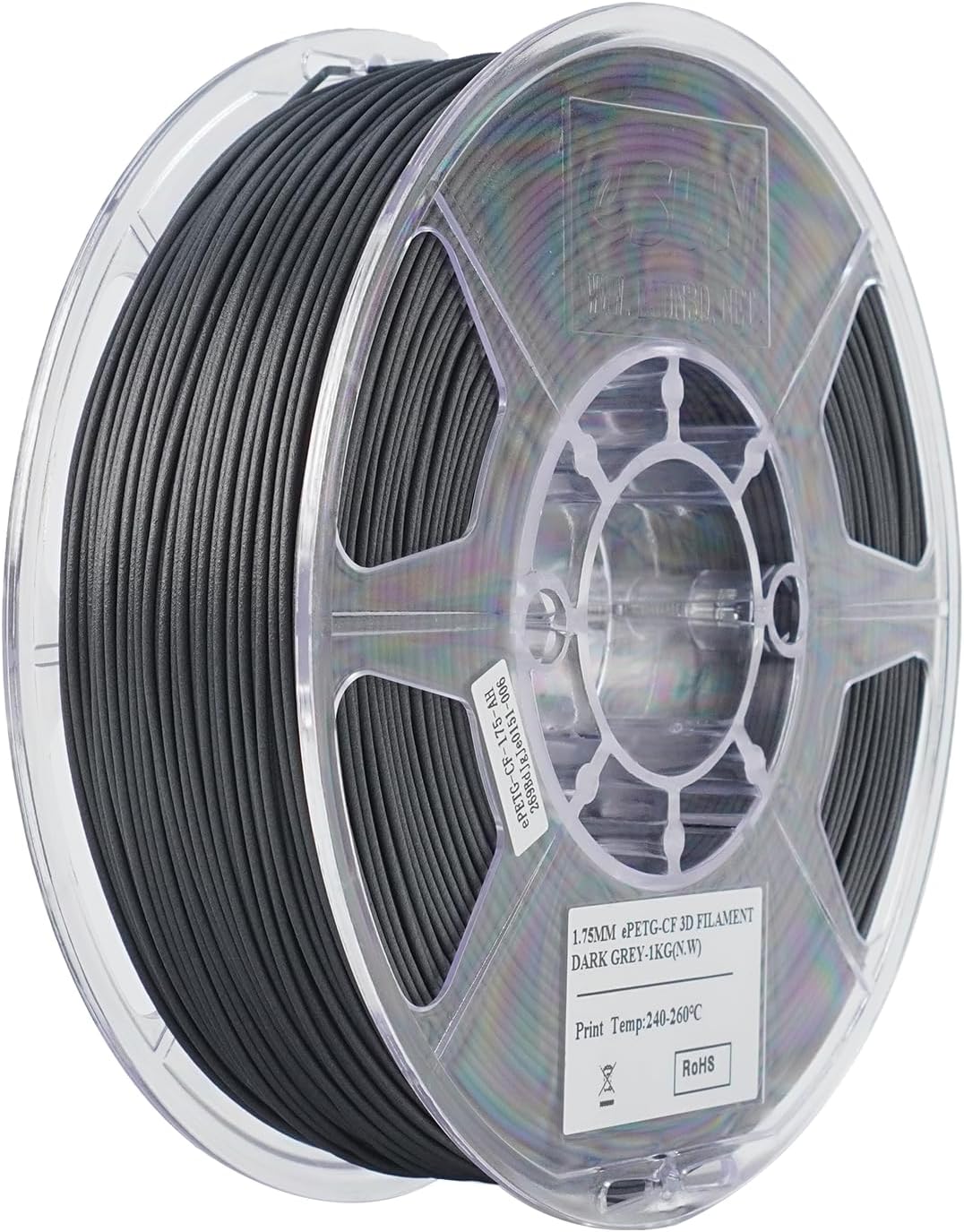 eSUN Carbon Fiber PETG Filament 1.75mm, High Strength Matte Texture 3D Printer Filament Reinforced PETG CF, 1KG Spool (2.2 LBS) 3D Printing Filament for 3D Printers, Dark Grey