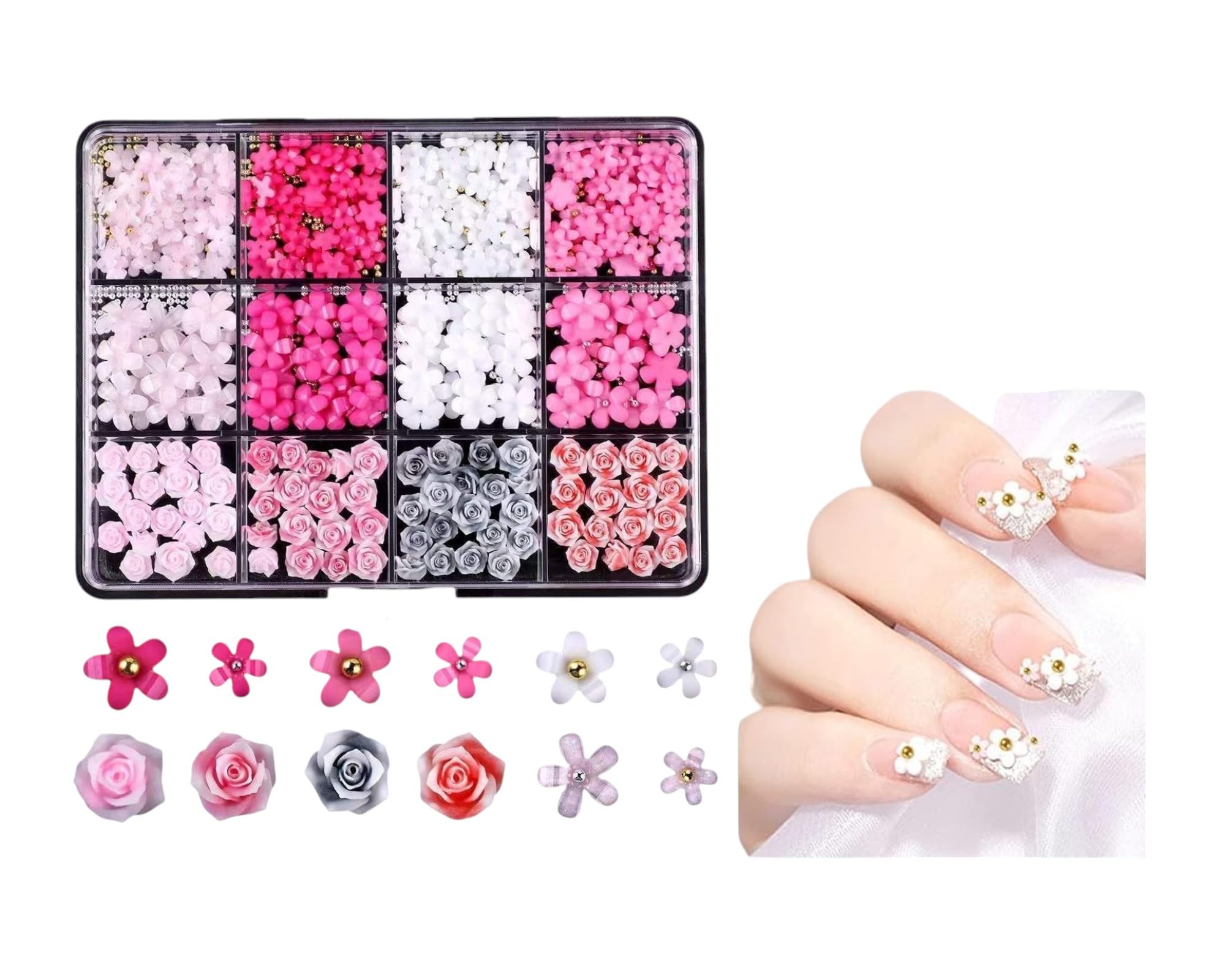 3D Flower Nail Charms Randum 6 Color Resin Flower Decals, One Box Nail Art Accessories Nail decorations Art Accessories Jewelry DIY For Manicure Design Accessories (Pack of 1)-image-25