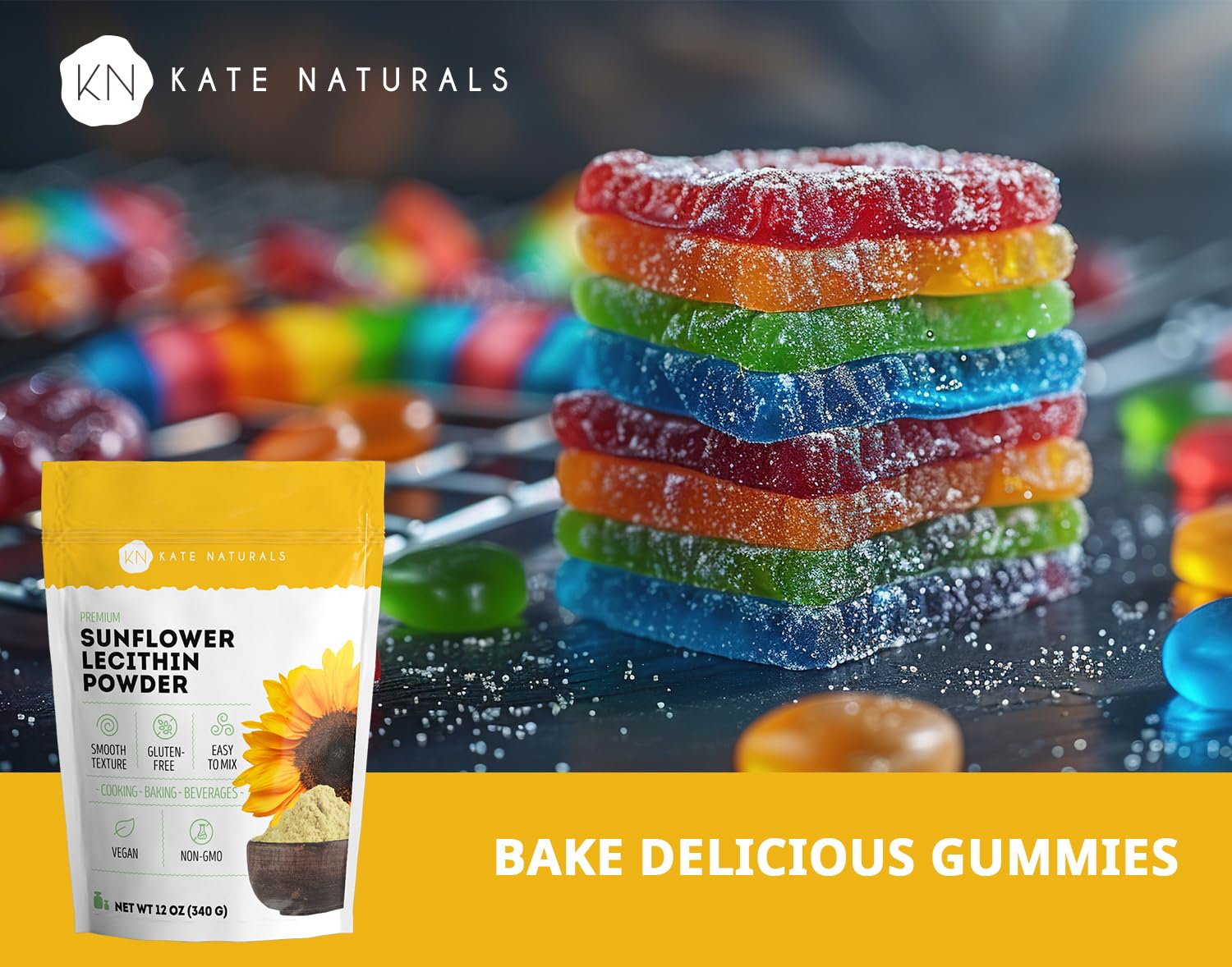 Kate Naturals Sunflower Lecithin Powder for Baking Bread & Cooking (12oz) — Amazon image 3