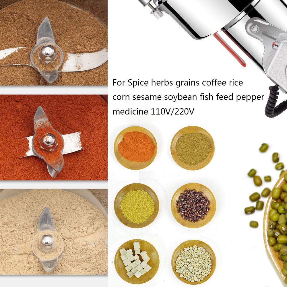 2500G Macinacaffè Elettrico Macina Cereali Macina Pepe in Acciaio Inossidabile per Uso Alimentare Macina Polvere per Macinazione di Spezie/Erbe/Macinatore/Polvere