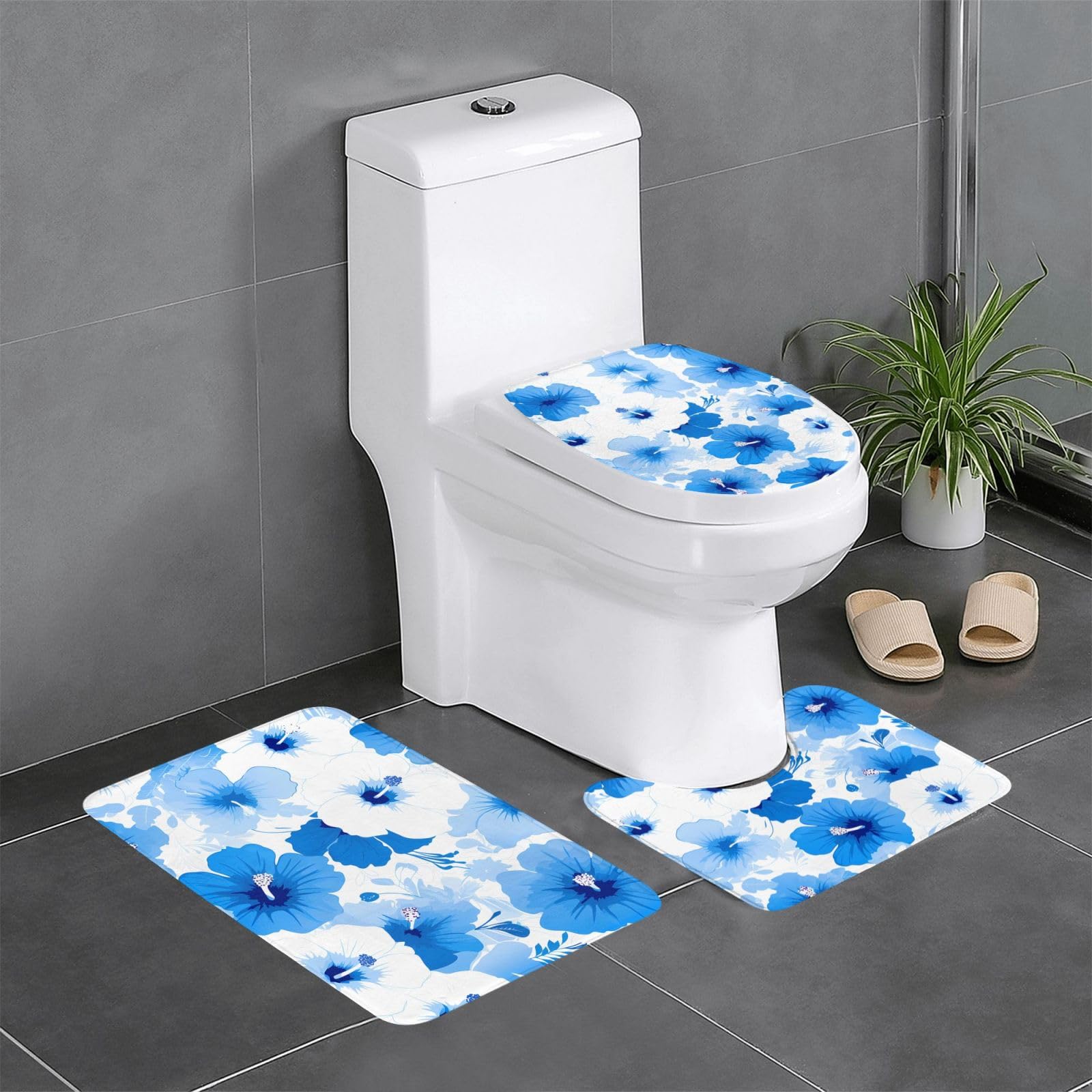 Tapis de bain à séchage rapide anti humidité motif fleurs