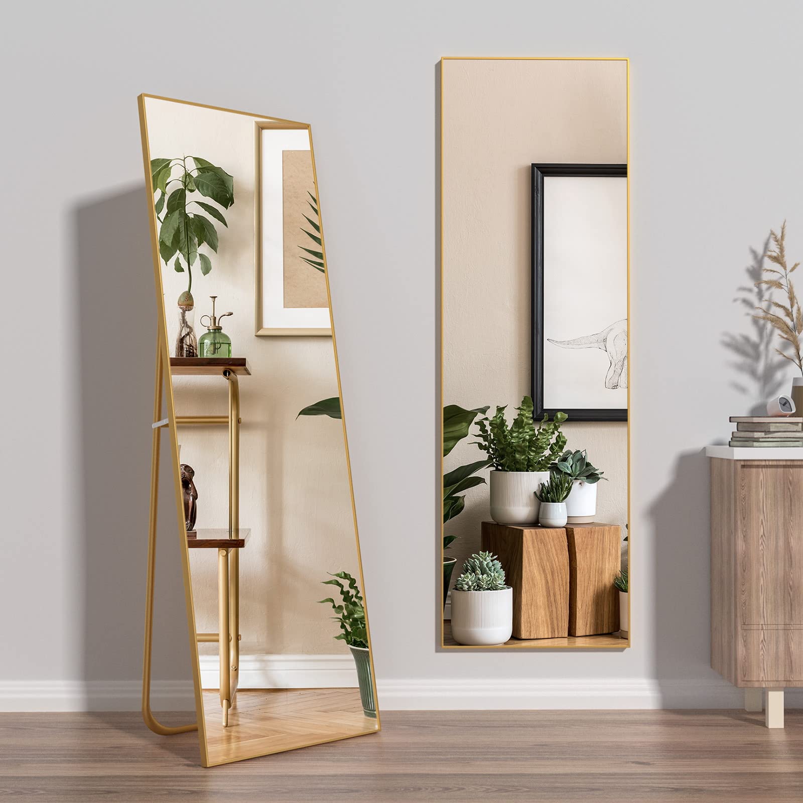 Buy CONGUILIAO Full Length Mirror 60 × 16 inches, Gold Standing Body