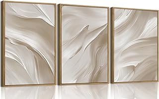 myusuar 3 Piece Large Abstract Framed Wall Art For Living Room, Smoke Te...