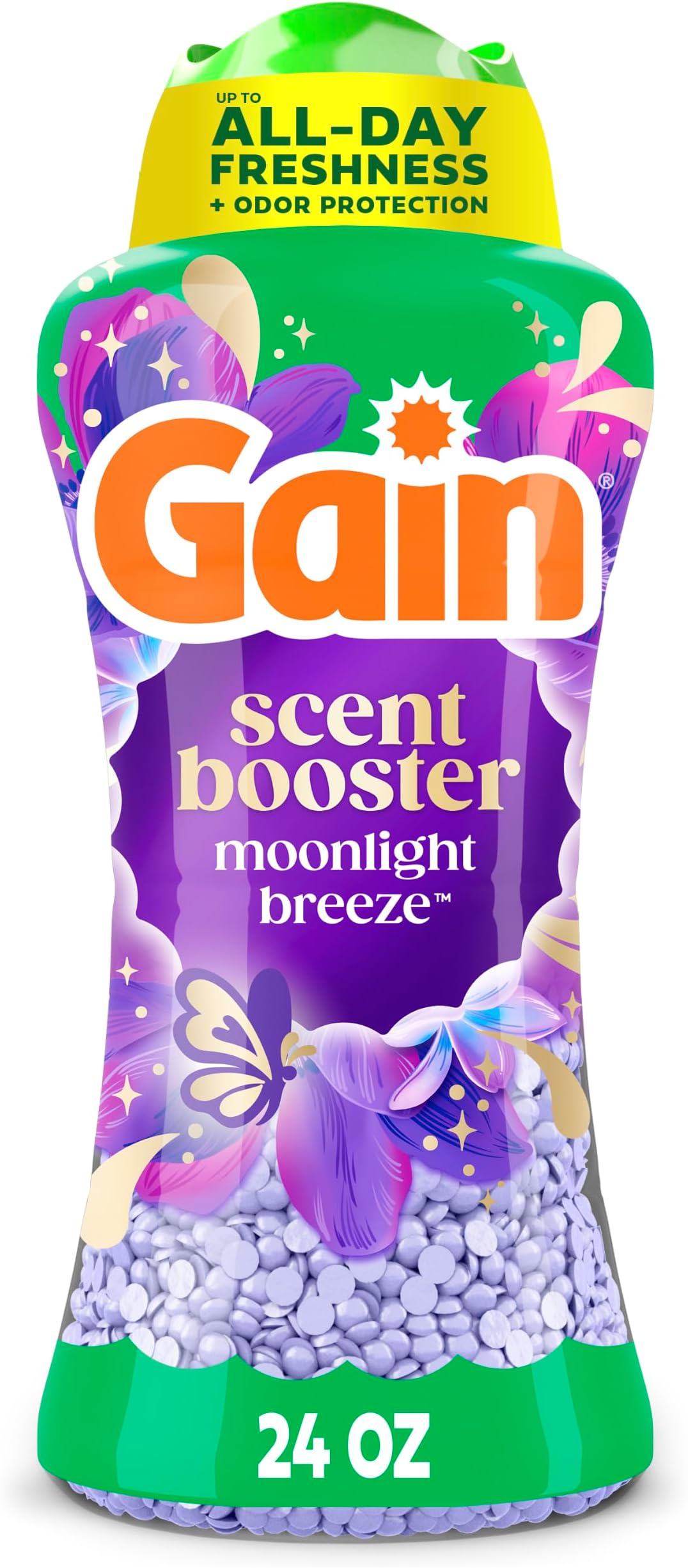 Gain In-Wash Laundry Scent Booster Beads Long-Lasting Fresh Scent Beads All Day Freshness and Odor Protection, Moonlight Breeze Scent, 24 oz (Packaging May Vary)