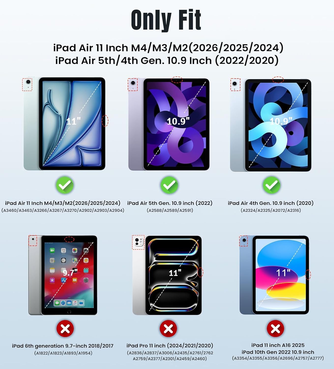Funda teclado para iPad Air de 11 pulgadas (M3 2025, M2 2024), AZERTY francés funda teclado Bluetooth magnética desmontable con soporte para tablet iPad Air de 10,9" (5e/4ª generación), azul cielo