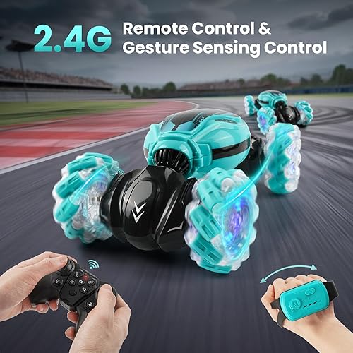 Miniatura 3 de Auto RC de acrobacias con detección de gestos  2.4GHz 4WD Control remoto Sensor de gestos Coches de juguete  Vehículo todoterreno giratorio de doble