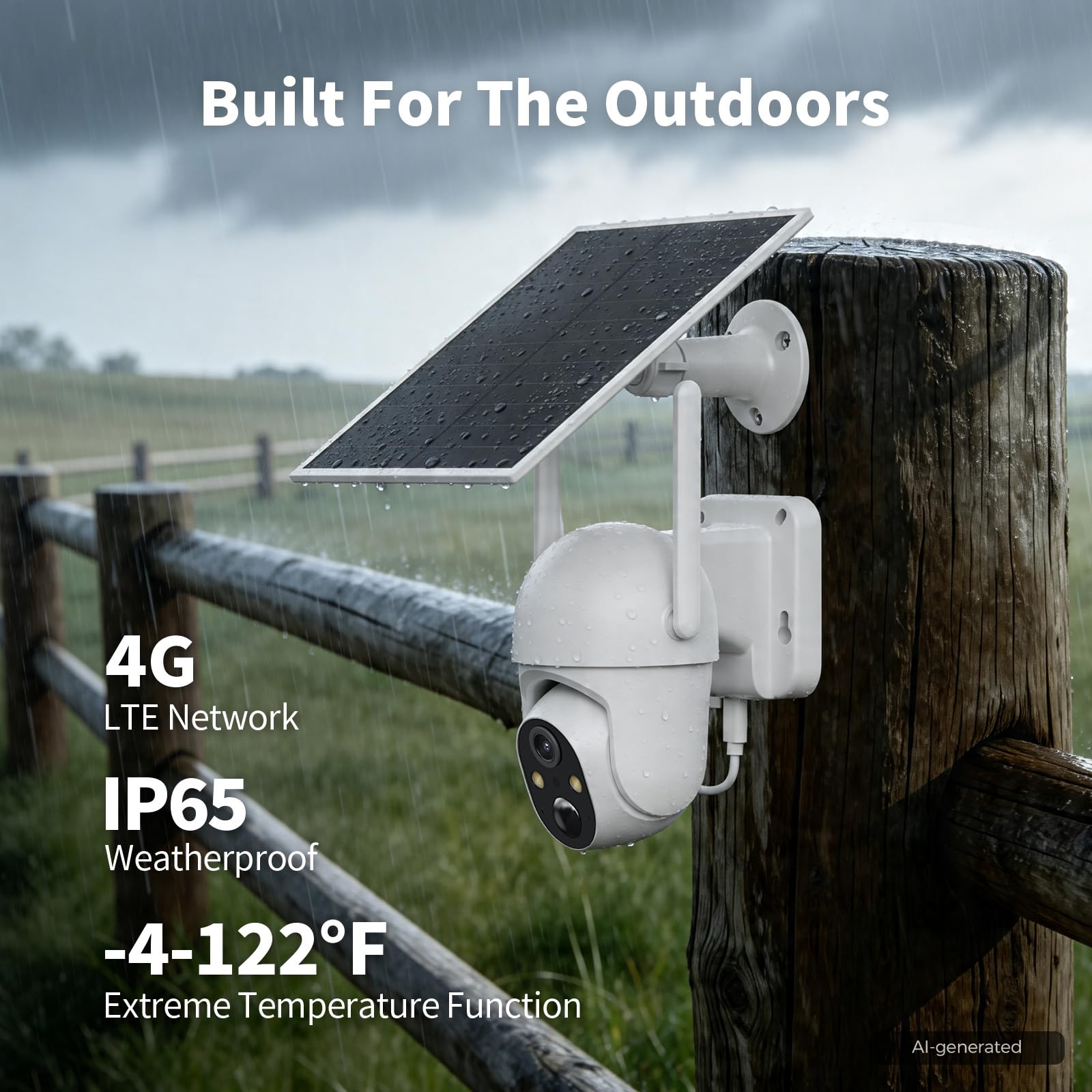 ELYSOO Telecamera di sicurezza cellulare 4G LTE, confezione da 2 telecamere da esterno ad energia solare, nessun WiFi necessario per Farm&Ranch, vista a 360°, visione notturna 2K, scheda SIM integrata