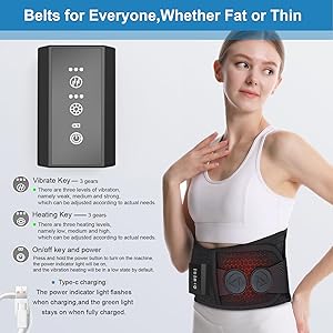 Heating Pad for Period Cramps Back Pain Relief,Electric Heating Pad for Low Back Massager,3 Heat, Black,43"x 6" +20" Extended Belt Gifts for Women,Men,Mom,Dad