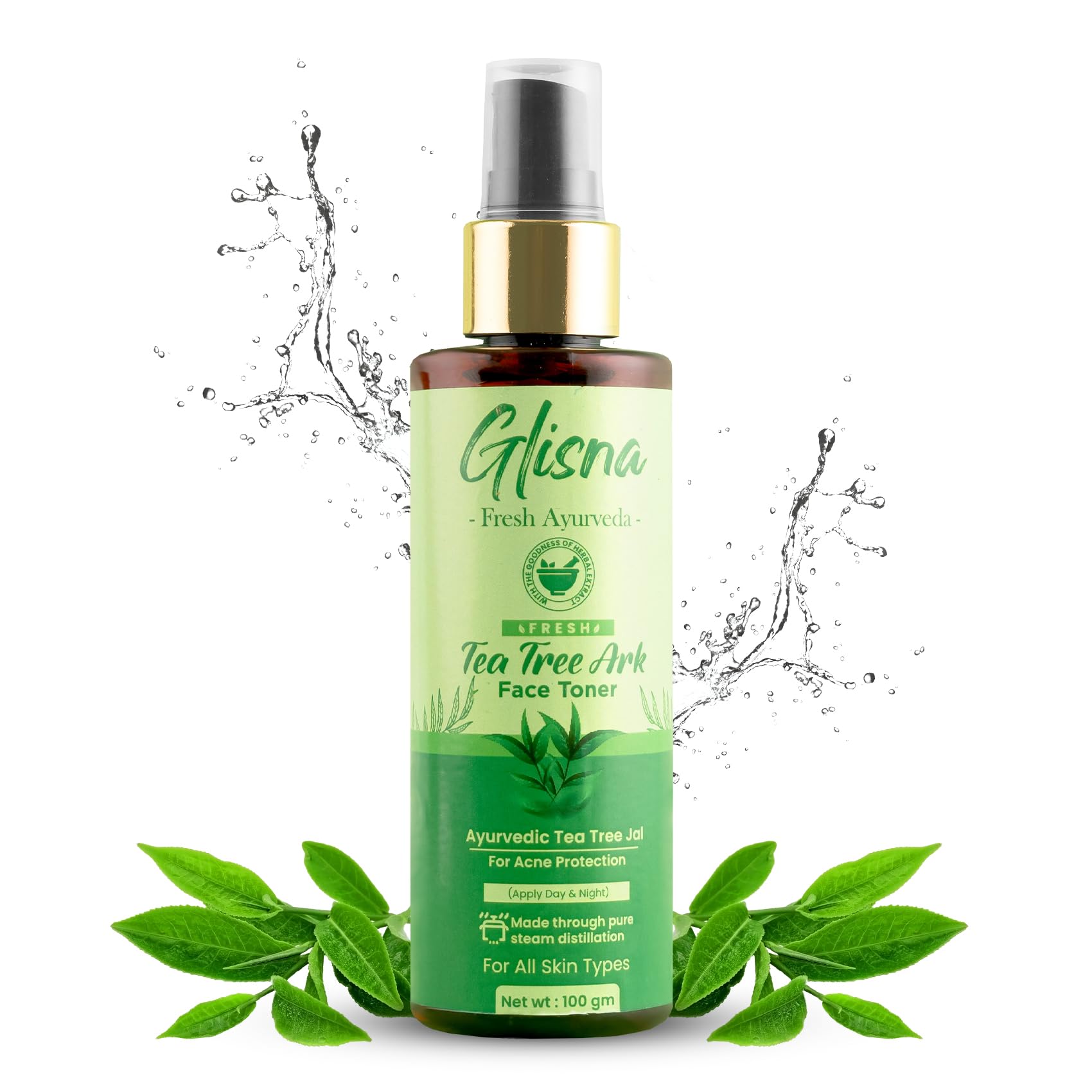 Glisna Natural Tea Tree Skin Cleansing Spray 100ml For Tightens Pores, Acne & Pimple Treatment and Oil Control Face Toner Best for Summer 100% Pure Face Mist for All Skin Type