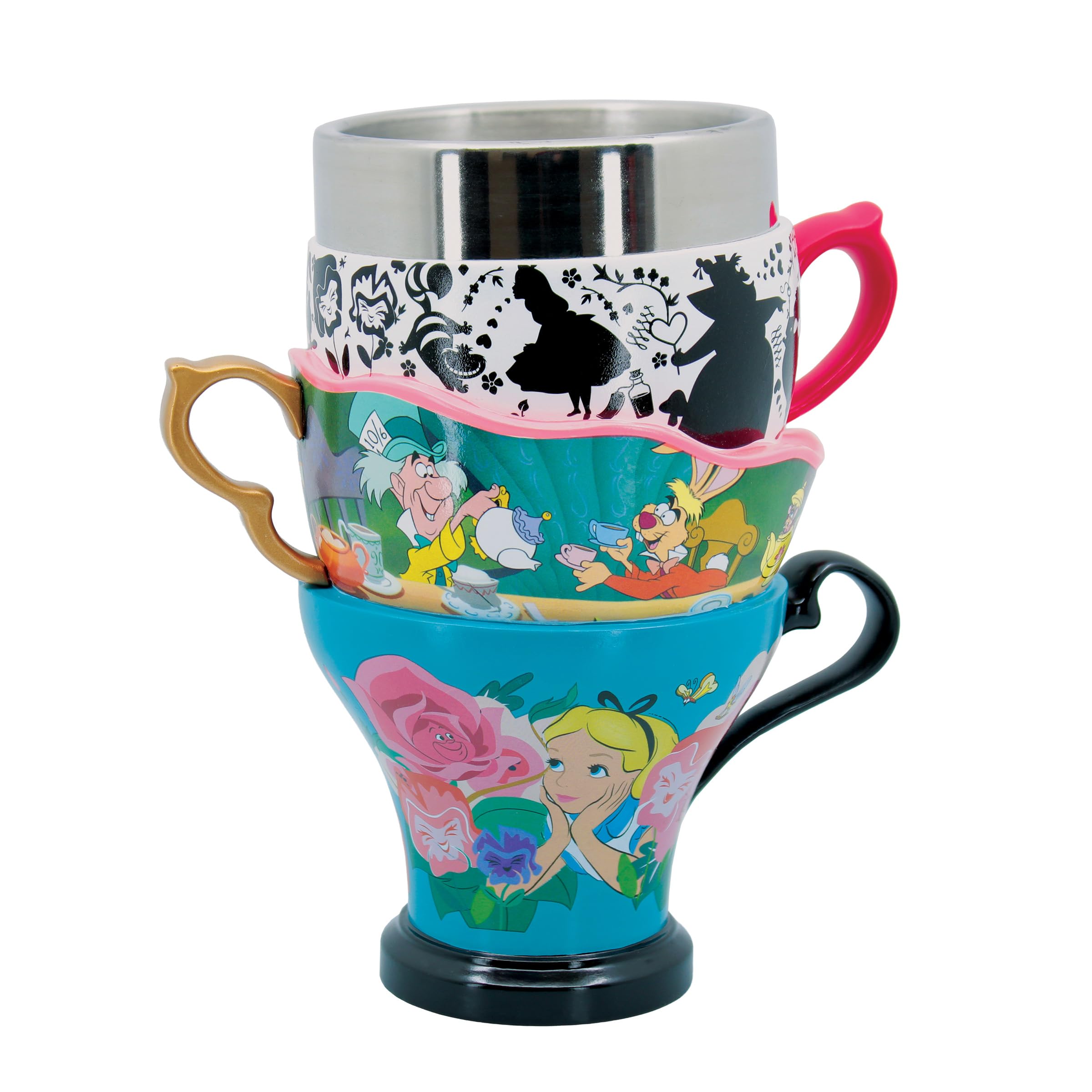 Enesco Disney Showcase - Tazza da tè impilata, motivo: Alice nel paese delle meraviglie, 18 cm, multicolore