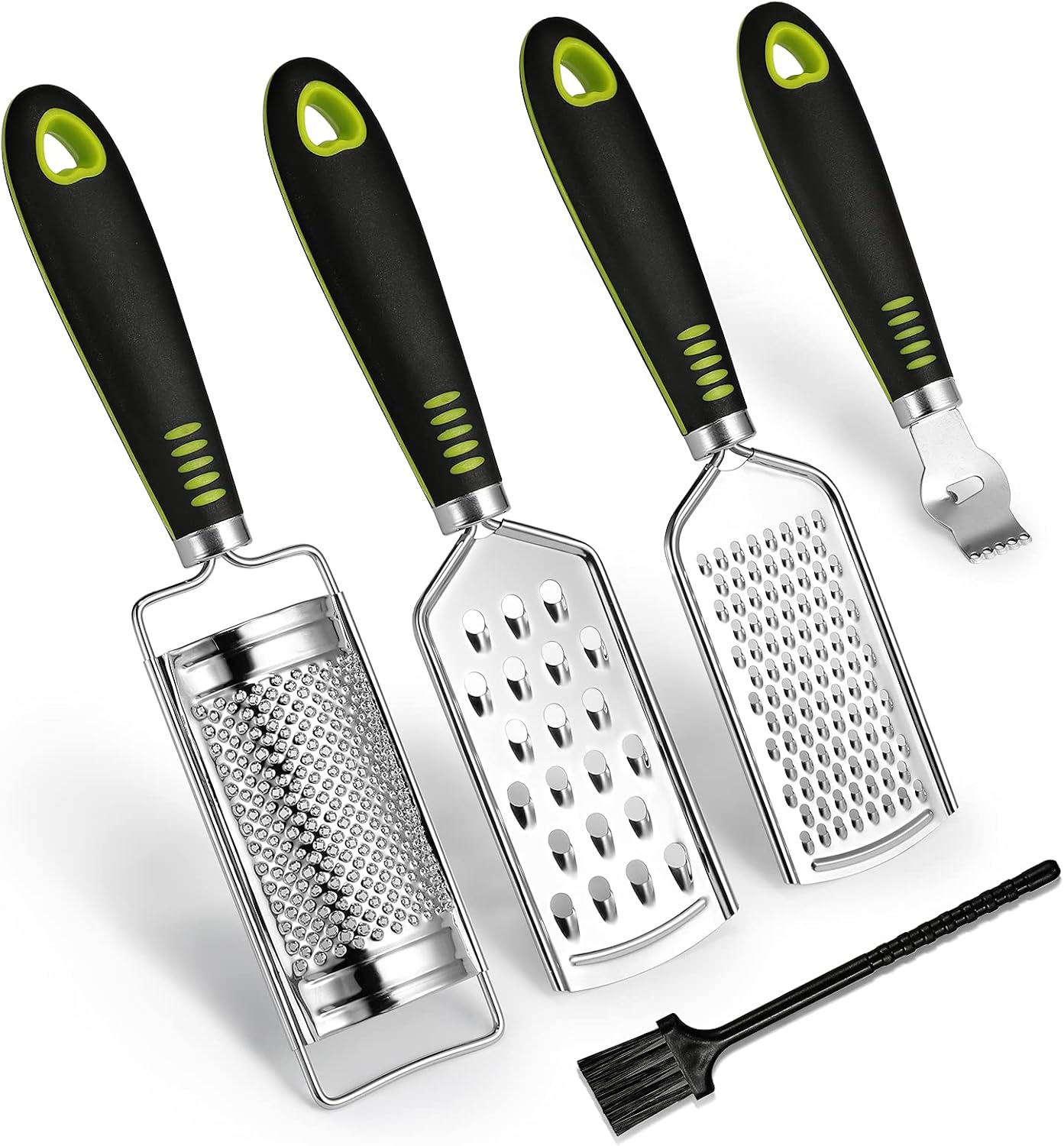 Cheese Grater Lemon Zester Set, Stainless Steel Kitchen Grater for Parmesan Cheese, Ginger, Garlic, Nutmeg, Fruits, Vegetables, Dishwasher Safe, Set of 5 Cheese Grater Lemon Zester Set, Stainless Steel Kitchen Grater for Parmesan Cheese, Ginger, Garlic, Nutmeg, Fruits, Vegetables, Dishwasher Safe, Set of 5
