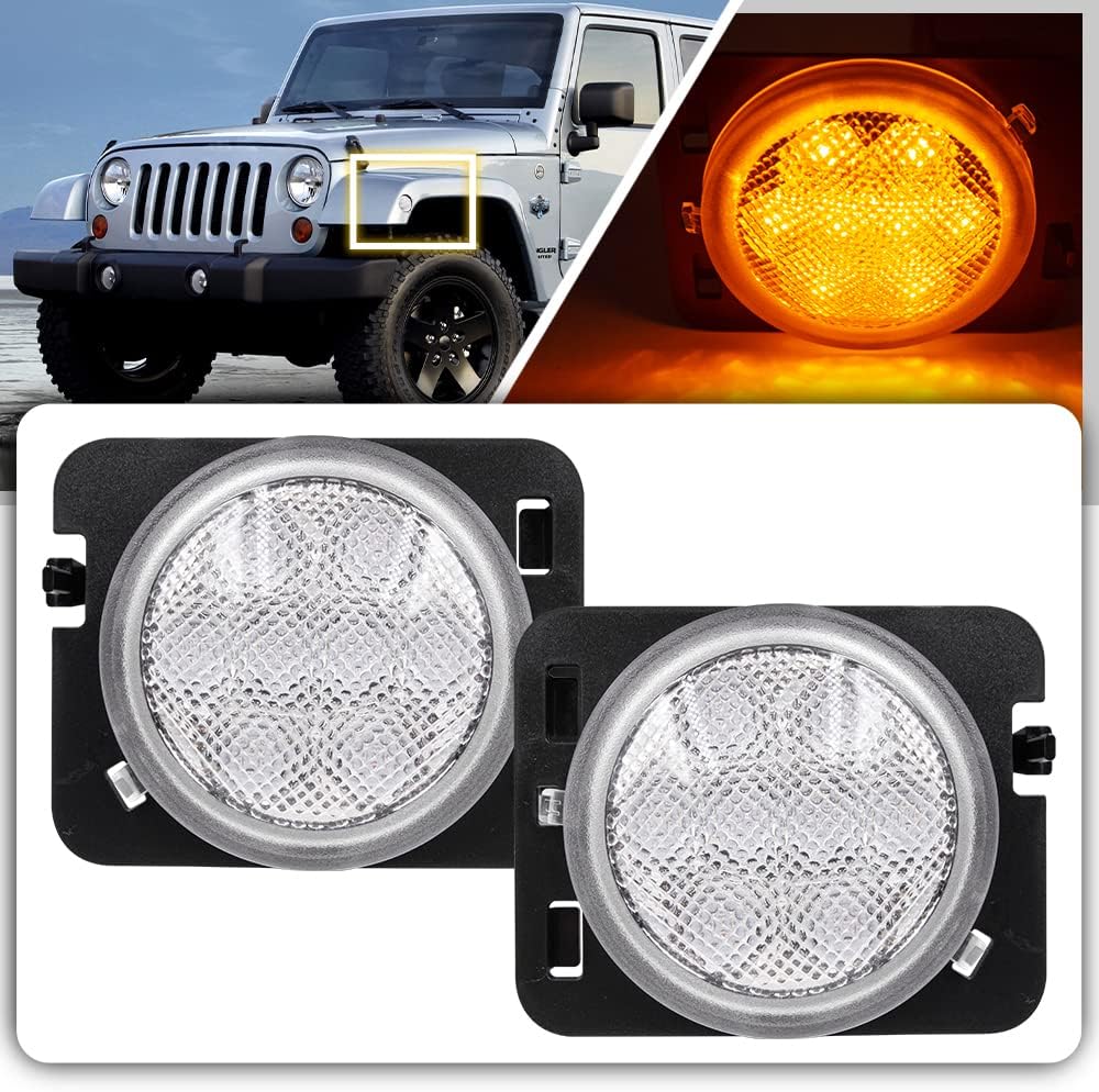 Amber LED Front Fender Side Marker Lights for Jeep Wrangler