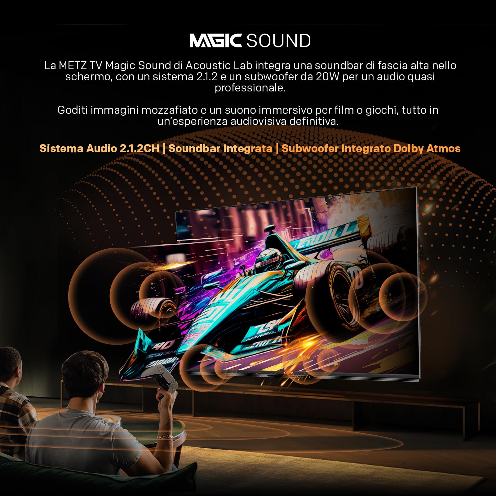 Metz TV QD-MiniLED 55 Pollici Smart TV MNE8000Z, 144hz, MEMC, Dolby Vision Atmos, HDR10, Freesync, VRR, ALLM, Googlecast,Tuner DVB-T/T2/C/S/S2/Analogico