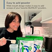 Vista 3 de BioTRUST BlenderBottle - Botella mezcladora clásica, 28 onzas con bucle, transparente/verde