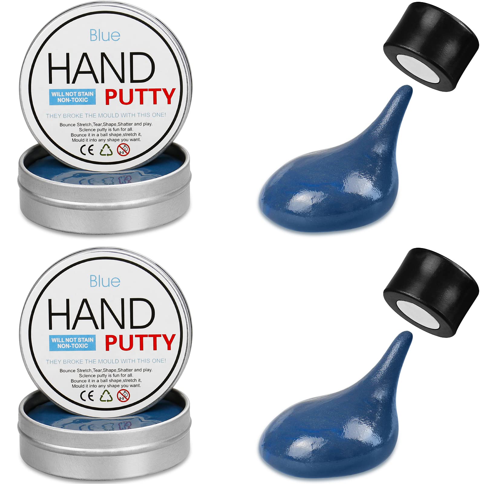 Magnetic Slime Putty, Magnetic Space Putty Slime with Upgraded Magnet Toys for Kids Adults, Fidget Toy Stress Reliever Puddy Toys for Christmas Birthday Gifts Stocking Stuffers (Blue,2 Pack)